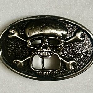 Kalan ~ Silver Tone ~ Skull & Crossbones Men’s ~  Bottle Opener Belt Buckle